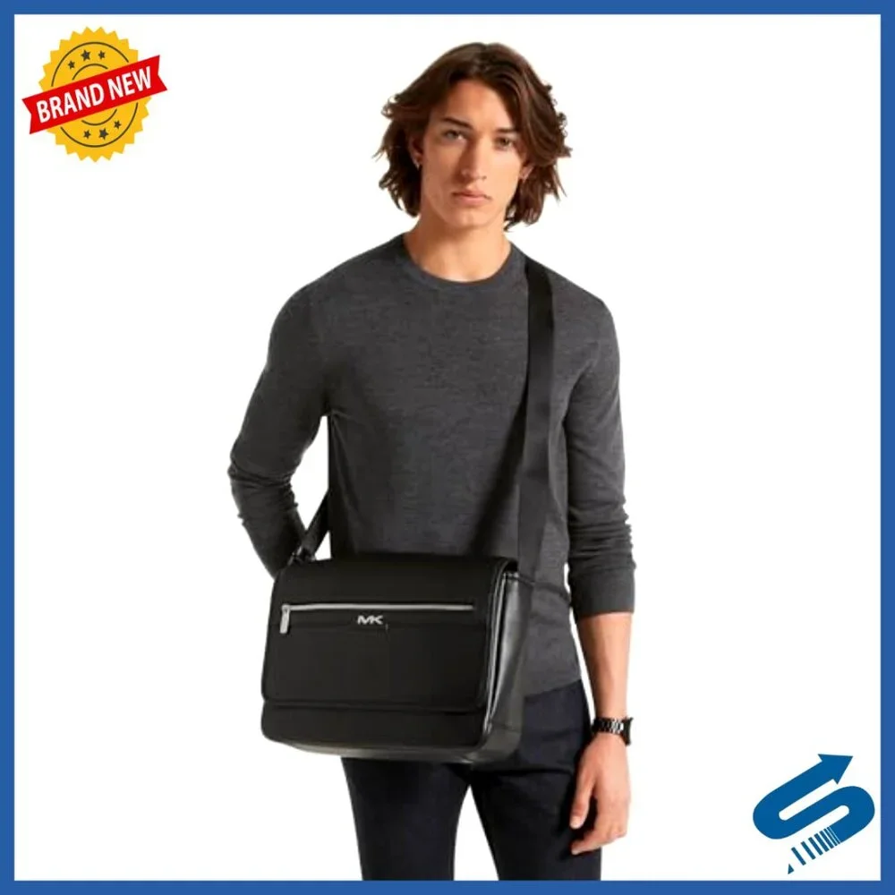 Men's Messenger Bag with Adjustable Strap, 15L Capacity, Polyurethane Exterior